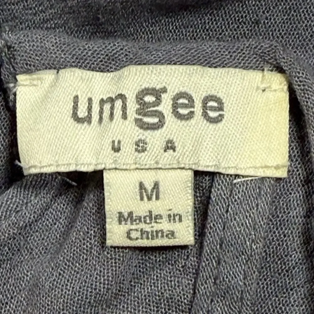 Umgee Mini Tunic Embroidered Dress Sz M Strappy Racerback Sundress Gray &‎ White